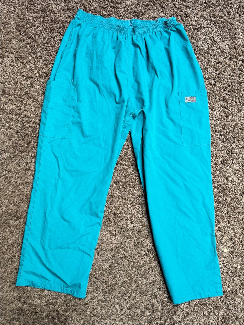 Landau Bright Teal Elastic-Waist Scrub Joggers